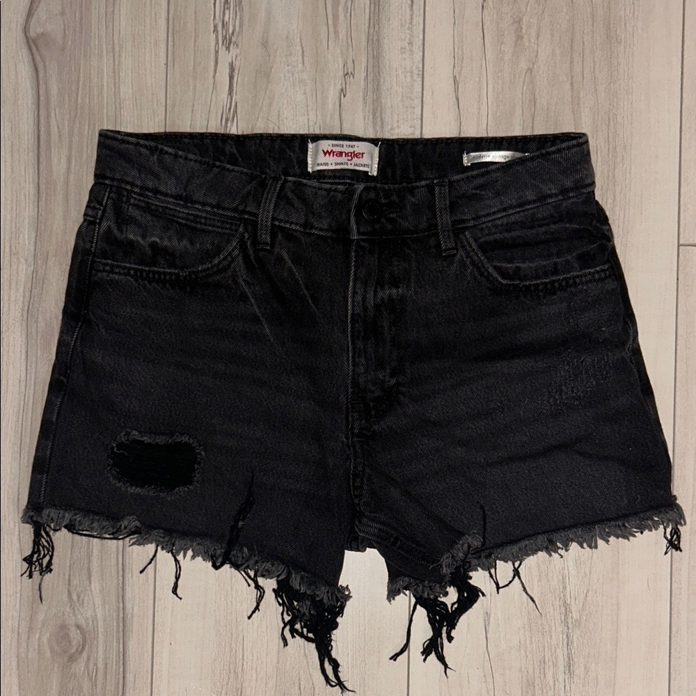 Wrangler Women's Distressed Black Jean Shorts